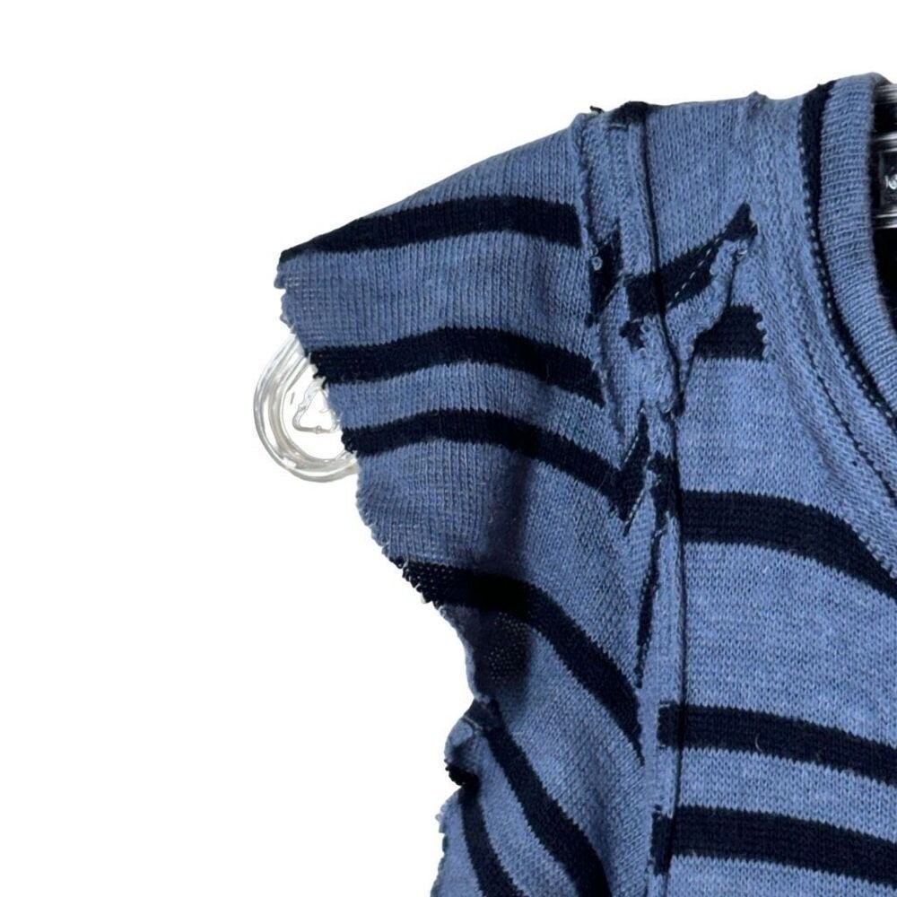 Free People Blue Striped Tunic Dress Between the Lines XS Flutter Ruffles Linen - Picture 13 of 16